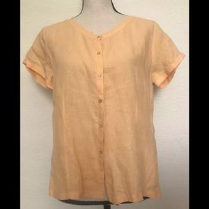 Eileen Fisher short sleeve Irish Linen Blouse top